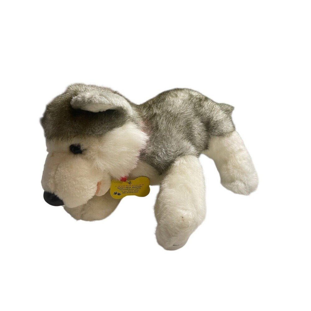 Build-A-Bear Workshop Gray Wolf Husky Dog Puppy Plush Stuffed Blue Eyes 16”